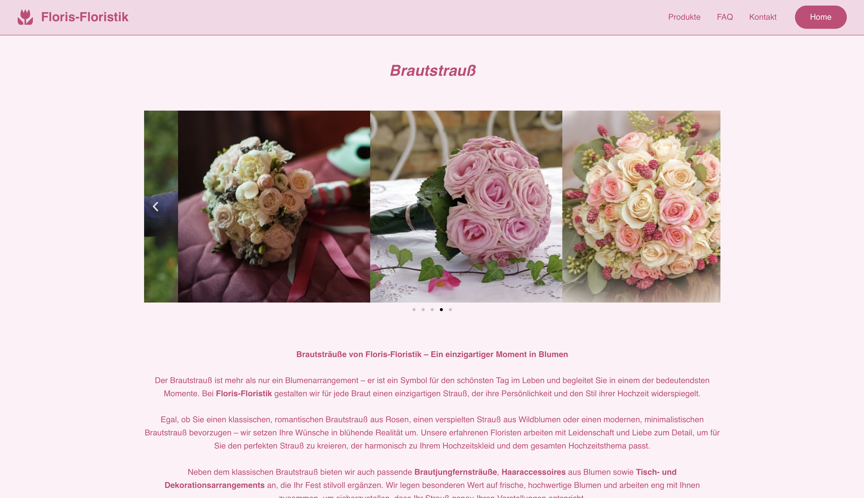 Vorschau der Floris-Floristik Website – Demo-Webdesign für einen Floristikbetrieb.
